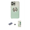 MARSİLYAN™- iPhone 12 Pro Max Kılıf Kutup Yansıma Özel Seri - Siyah 20D Premium Cam Ekran Koruyucu + Renkli Kamera Lens Koruma Cam - MI