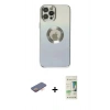 MARSİLYAN™- iPhone 12 Pro Max Kılıf Kutup Yansıma Özel Seri - Siyah 20D Premium Cam Ekran Koruyucu + Renkli Kamera Lens Koruma Cam - TU