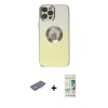 MARSİLYAN™- iPhone 12 Pro Max Kılıf Kutup Yansıma Özel Seri - Siyah 20D Premium Cam Ekran Koruyucu + Renkli Kamera Lens Koruma Cam - MI