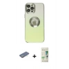 MARSİLYAN™- iPhone 12 Pro Max Kılıf Kutup Yansıma Özel Seri - Siyah 20D Premium Cam Ekran Koruyucu + Renkli Kamera Lens Koruma Cam - YL