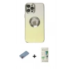 MARSİLYAN™- iPhone 12 Pro Max Kılıf Kutup Yansıma Özel Seri - Siyah 20D Premium Cam Ekran Koruyucu + Shine Kamera Lens Koruma Cam - PE