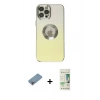 MARSİLYAN™- iPhone 12 Pro Max Kılıf Kutup Yansıma Özel Seri - Siyah 20D Premium Cam Ekran Koruyucu + Shine Kamera Lens Koruma Cam - GI