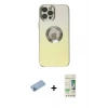MARSİLYAN™- iPhone 12 Pro Max Kılıf Kutup Yansıma Özel Seri - Siyah 20D Premium Cam Ekran Koruyucu + Shine Kamera Lens Koruma Cam - MI