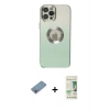 MARSİLYAN™- iPhone 12 Pro Max Kılıf Kutup Yansıma Özel Seri - Siyah 20D Premium Cam Ekran Koruyucu + Shine Kamera Lens Koruma Cam - GI