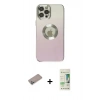 MARSİLYAN™- iPhone 12 Pro Max Kılıf Kutup Yansıma Özel Seri - Siyah 20D Premium Cam Ekran Koruyucu + Shine Kamera Lens Koruma Cam - SABE