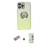 MARSİLYAN™- iPhone 12 Pro Max Kılıf Kutup Yansıma Özel Seri - Siyah 20D Premium Cam Ekran Koruyucu + Shine Kamera Lens Koruma Cam - SABE