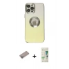 MARSİLYAN™- iPhone 12 Pro Max Kılıf Kutup Yansıma Özel Seri - Siyah 20D Premium Cam Ekran Koruyucu + Shine Kamera Lens Koruma Cam - SABE
