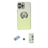 MARSİLYAN™- iPhone 12 Pro Max Kılıf Kutup Yansıma Özel Seri - Siyah 20D Premium Cam Ekran Koruyucu + Shine Kamera Lens Koruma Cam - MI