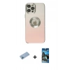 MARSİLYAN™- iPhone 12 Pro Max Kılıf Kutup Yansıma Özel Seri - Siyah 34D Izgaralı Cam + Mavi Shine Kamera Lens Koruma Cam