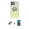 MARSİLYAN™- iPhone 12 Pro Max Kılıf Kutup Yansıma Özel Seri - Siyah 34D Izgaralı Cam + Metal Kamera Lens Koruma Cam - KI