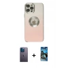 MARSİLYAN™- iPhone 12 Pro Max Kılıf Kutup Yansıma Özel Seri - Siyah 34D Izgaralı Cam + Neon Fosforlu Kamera Lens - MI