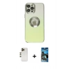 MARSİLYAN™- iPhone 12 Pro Max Kılıf Kutup Yansıma Özel Seri - Siyah 34D Izgaralı Cam + Shine Kamera Lens - GD