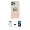 MARSİLYAN™- iPhone 12 Pro Max Kılıf Kutup Yansıma Özel Seri - Siyah 34D Izgaralı Cam + Shine Kamera Lens - GD