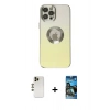 MARSİLYAN™- iPhone 12 Pro Max Kılıf Kutup Yansıma Özel Seri - Siyah 34D Izgaralı Cam + Shine Kamera Lens - GD