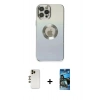 MARSİLYAN™- iPhone 12 Pro Max Kılıf Kutup Yansıma Özel Seri - Siyah 34D Izgaralı Cam + Shine Kamera Lens - GD