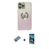 MARSİLYAN™- iPhone 12 Pro Max Kılıf Kutup Yansıma Özel Seri - Siyah 34D Izgaralı Cam + Shine Kamera Lens Koruma Cam - SH