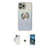 MARSİLYAN™- iPhone 12 Pro Max Kılıf Kutup Yansıma Özel Seri - Siyah 34D Izgaralı Cam + Shine Kamera Lens - LT