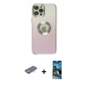 MARSİLYAN™- iPhone 12 Pro Max Kılıf Kutup Yansıma Özel Seri - Siyah 34D Izgaralı Cam + Renkli Kamera Lens Koruma Cam - TU