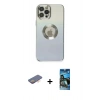 MARSİLYAN™- iPhone 12 Pro Max Kılıf Kutup Yansıma Özel Seri - Siyah 34D Izgaralı Cam + Renkli Kamera Lens Koruma Cam - TU