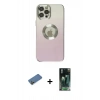 MARSİLYAN™- iPhone 12 Pro Max Kılıf Kutup Yansıma Özel Seri - Siyah 360 Mat Full Body Arka Koruyucu + Shine Kamera Lens Koruma Cam - GD