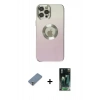 MARSİLYAN™- iPhone 12 Pro Max Kılıf Kutup Yansıma Özel Seri - Siyah 360 Mat Full Body Arka Koruyucu + Gümüş Metal Kamera Lens Koruma Cam