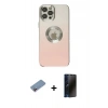 MARSİLYAN™- iPhone 12 Pro Max Kılıf Kutup Yansıma Özel Seri - Siyah 3D Antistatik Hayalet Cam Ekran Koruyucu + Shine Kamera Lens Koruma Cam - PE