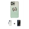 MARSİLYAN™- iPhone 12 Pro Max Kılıf Kutup Yansıma Özel Seri - Siyah 3D Antistatik Hayalet Cam Ekran Koruyucu + Shine Kamera Lens - LT