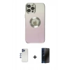 MARSİLYAN™- iPhone 12 Pro Max Kılıf Kutup Yansıma Özel Seri - Siyah 3D Antistatik Hayalet Cam Ekran Koruyucu + Shine Kamera Lens - LT