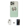 MARSİLYAN™- iPhone 12 Pro Max Kılıf Kutup Yansıma Özel Seri - Siyah 3D Antistatik Hayalet Cam Ekran Koruyucu + Shine Kamera Lens - GD