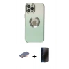 MARSİLYAN™- iPhone 12 Pro Max Kılıf Kutup Yansıma Özel Seri - Siyah 3D Antistatik Hayalet Cam Ekran Koruyucu + Renkli Kamera Lens Koruma Cam - TU