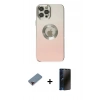 MARSİLYAN™- iPhone 12 Pro Max Kılıf Kutup Yansıma Özel Seri - Siyah 3D Antistatik Hayalet Cam Ekran Koruyucu + Metal Kamera Lens Koruma Cam - KI