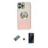MARSİLYAN™- iPhone 12 Pro Max Kılıf Kutup Yansıma Özel Seri - Siyah 3D Antistatik Hayalet Cam Ekran Koruyucu + Shine Kamera Lens Koruma Cam - SH
