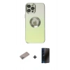 MARSİLYAN™- iPhone 12 Pro Max Kılıf Kutup Yansıma Özel Seri - Siyah 3D Antistatik Hayalet Cam Ekran Koruyucu + Shine Kamera Lens Koruma Cam - SABE