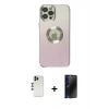 MARSİLYAN™- iPhone 12 Pro Max Kılıf Kutup Yansıma Özel Seri - Siyah 3D Antistatik Hayalet Cam Ekran Koruyucu + Shine Kamera Lens - GD