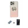 MARSİLYAN™- iPhone 12 Pro Max Kılıf Kutup Yansıma Özel Seri - Siyah 3D Antistatik Hayalet Cam Ekran Koruyucu + Metal Kamera Lens Koruma Cam - GS