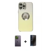 MARSİLYAN™- iPhone 12 Pro Max Kılıf Kutup Yansıma Özel Seri - Siyah 3D Antistatik Hayalet Cam Ekran Koruyucu + Neon Fosforlu Kamera Lens - YL