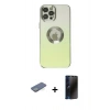 MARSİLYAN™- iPhone 12 Pro Max Kılıf Kutup Yansıma Özel Seri - Siyah 3D Antistatik Hayalet Cam Ekran Koruyucu + Renkli Kamera Lens Koruma Cam - YL