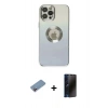 MARSİLYAN™- iPhone 12 Pro Max Kılıf Kutup Yansıma Özel Seri - Siyah 3D Antistatik Hayalet Cam Ekran Koruyucu + Shine Kamera Lens Koruma Cam - PE