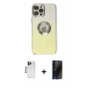 MARSİLYAN™- iPhone 12 Pro Max Kılıf Kutup Yansıma Özel Seri - Siyah 3D Antistatik Hayalet Cam Ekran Koruyucu + Shine Kamera Lens - LT