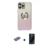 MARSİLYAN™- iPhone 12 Pro Max Kılıf Kutup Yansıma Özel Seri - Siyah 3D Antistatik Hayalet Cam Ekran Koruyucu + Renkli Kamera Lens Koruma Cam - TU