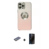 MARSİLYAN™- iPhone 12 Pro Max Kılıf Kutup Yansıma Özel Seri - Siyah 3D Antistatik Hayalet Cam Ekran Koruyucu + Renkli Kamera Lens Koruma Cam - SI
