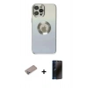 MARSİLYAN™- iPhone 12 Pro Max Kılıf Kutup Yansıma Özel Seri - Siyah 3D Antistatik Hayalet Cam Ekran Koruyucu + Shine Kamera Lens Koruma Cam - SABE