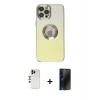 MARSİLYAN™- iPhone 12 Pro Max Kılıf Kutup Yansıma Özel Seri - Siyah 3D Antistatik Hayalet Cam Ekran Koruyucu + Shine Kamera Lens - GD