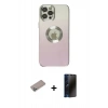 MARSİLYAN™- iPhone 12 Pro Max Kılıf Kutup Yansıma Özel Seri - Siyah 3D Antistatik Hayalet Cam Ekran Koruyucu + Shine Kamera Lens Koruma Cam - SABE