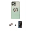 MARSİLYAN™- iPhone 12 Pro Max Kılıf Kutup Yansıma Özel Seri - Siyah 3D Antistatik Hayalet Cam Ekran Koruyucu + Shine Kamera Lens Koruma Cam - SABE