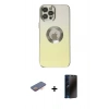 MARSİLYAN™- iPhone 12 Pro Max Kılıf Kutup Yansıma Özel Seri - Siyah 3D Antistatik Hayalet Cam Ekran Koruyucu + Renkli Kamera Lens Koruma Cam - TU