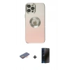 MARSİLYAN™- iPhone 12 Pro Max Kılıf Kutup Yansıma Özel Seri - Siyah 3D Antistatik Hayalet Cam Ekran Koruyucu + Renkli Kamera Lens Koruma Cam - TU
