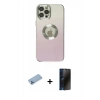 MARSİLYAN™- iPhone 12 Pro Max Kılıf Kutup Yansıma Özel Seri - Siyah 3D Antistatik Hayalet Cam Ekran Koruyucu + Shine Kamera Lens Koruma Cam - MI