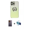 MARSİLYAN™- iPhone 12 Pro Max Kılıf Kutup Yansıma Özel Seri - Siyah 3D Antistatik Seramik Nano Ekran Koruyucu + Neon Fosforlu Kamera Lens - SI