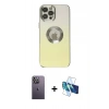 MARSİLYAN™- iPhone 12 Pro Max Kılıf Kutup Yansıma Özel Seri - Siyah 3D Antistatik Seramik Nano Ekran Koruyucu + Beyaz Neon Fosforlu Kamera Lens